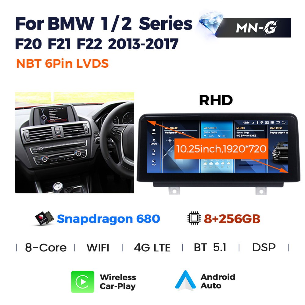 8+256G MEKEDE 10.25'' Android 13 Car-play Android Auto for BMW 1 Series 2013-2017 F20 F21 NBT System IPS HD Screen Optinoal