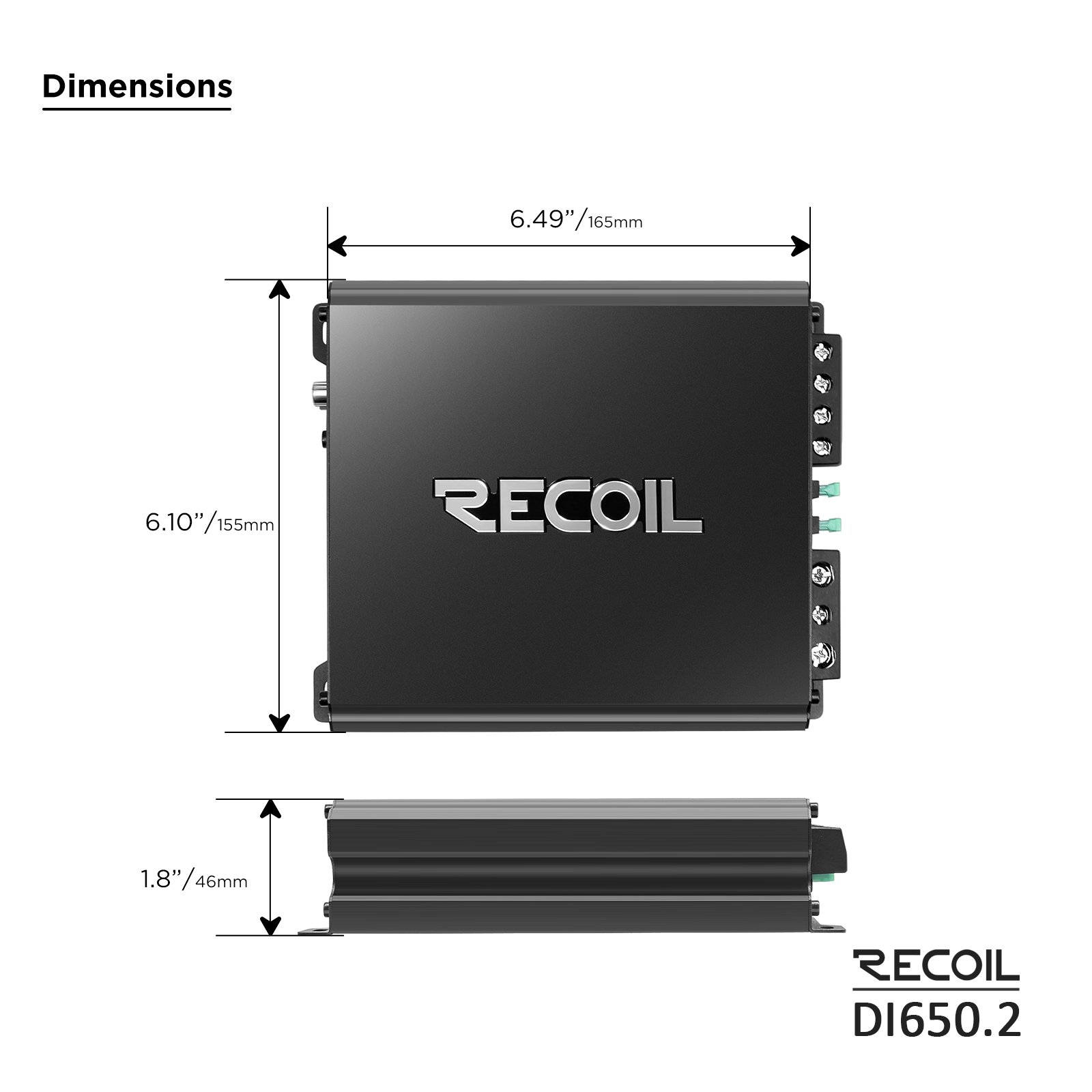 DI650.2 Full-Range Class-D 2-Channel Car Audio Amplifier, 1,400 Watts, 2-4 Ohm Stable, MOSFET Power Supply, Bridgeable