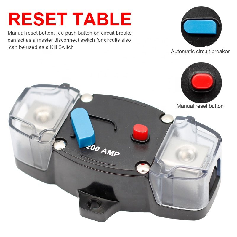 12-48 VDC 30A-300A Car Mini Fuse Holder Stereo Terminal Inline Circuit Breaker for Marine Boat Overload Protector