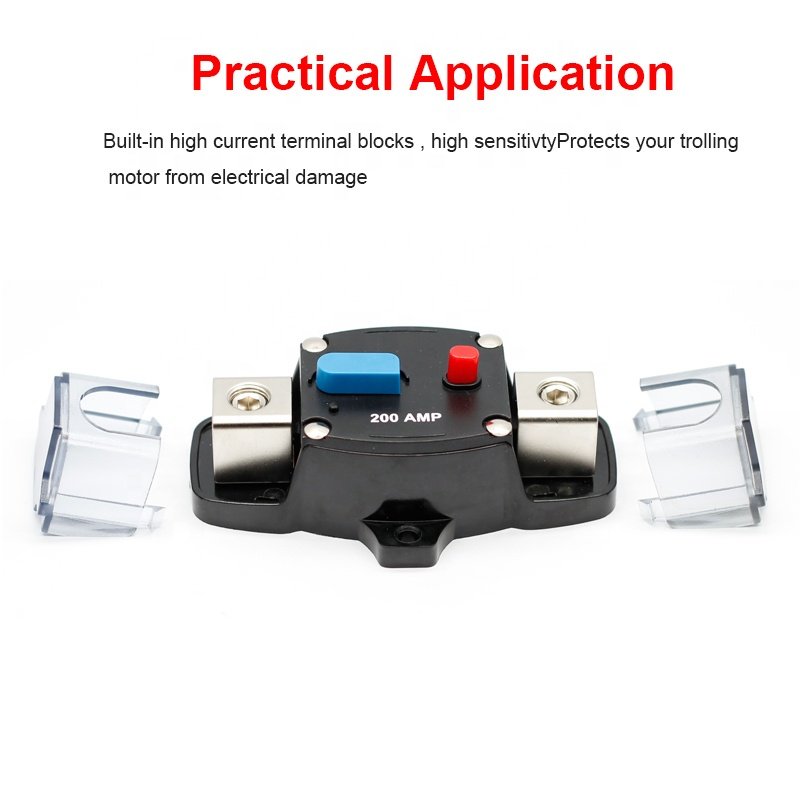 12-48 VDC 30A-300A Car Mini Fuse Holder Stereo Terminal Inline Circuit Breaker for Marine Boat Overload Protector