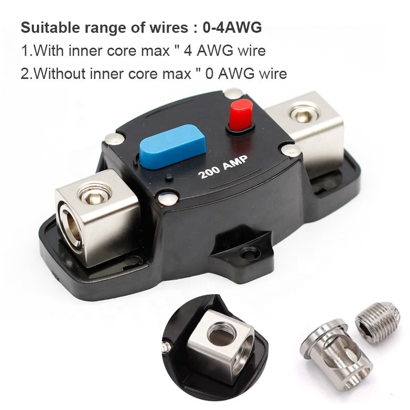 12-48 VDC 30A-300A Car Mini Fuse Holder Stereo Terminal Inline Circuit Breaker for Marine Boat Overload Protector