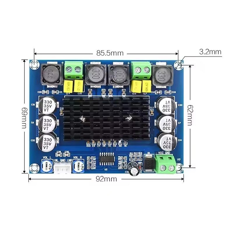 Original Chip TPA3116 D2 XH-M543 12V 24V 120W*2 Dual Channel Digital Power Audio Amplifier Board 120W X2 TPA3116D2