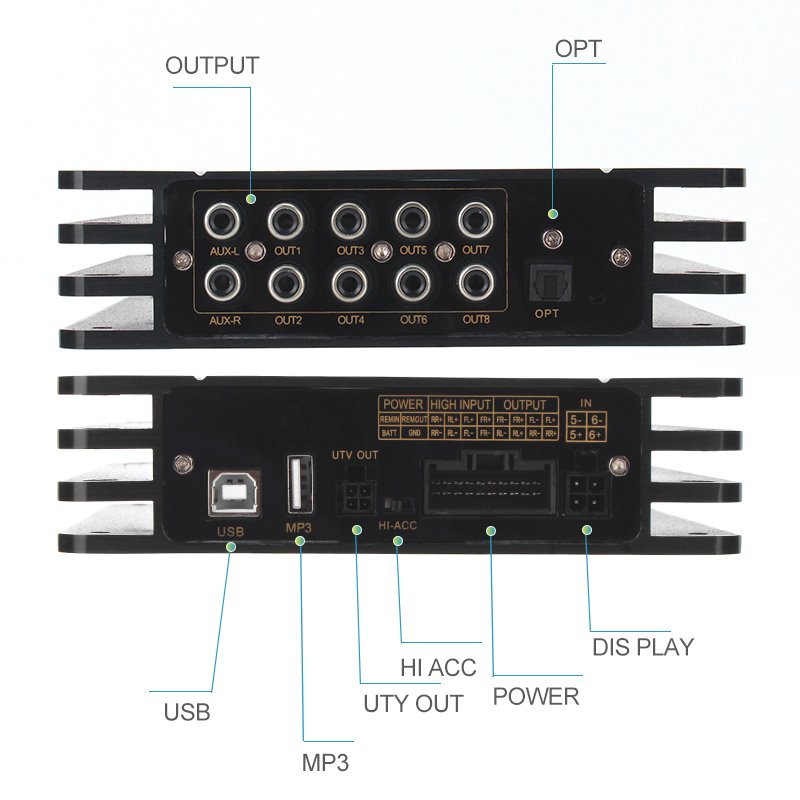4 Channels Car Amplifier DSP 500w 1000w 1500w 2000w 2500w Suit for All Kinds of Car and Truck