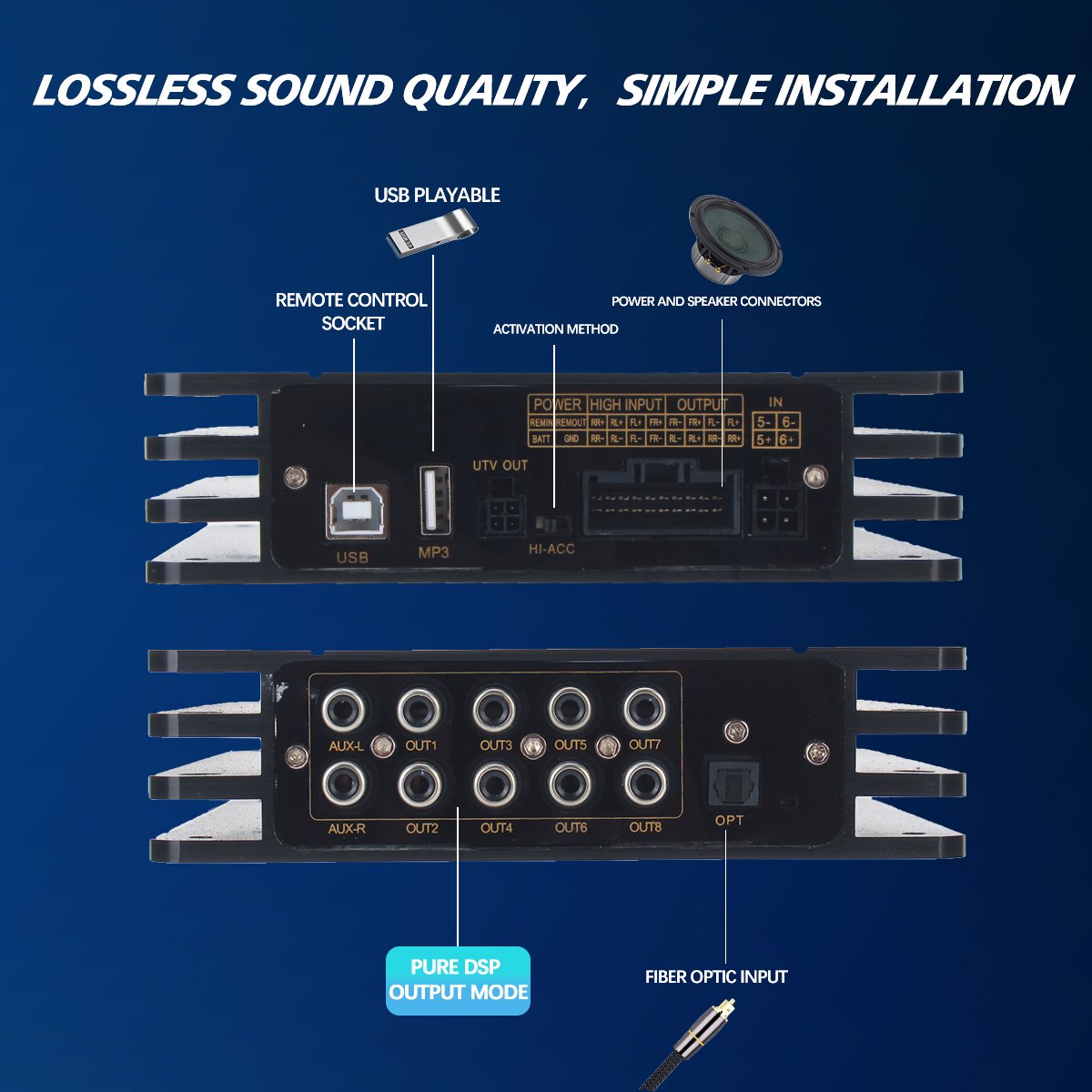 4 Channels Car Amplifier DSP 500w 1000w 1500w 2000w 2500w Suit for All Kinds of Car and Truck