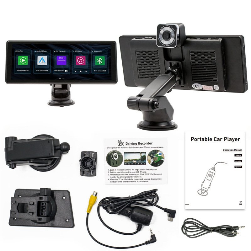 10.26 Inch Portable Wireless Carplay High-definition Driving Recorder Built-in Back Camera Car MP5 Player