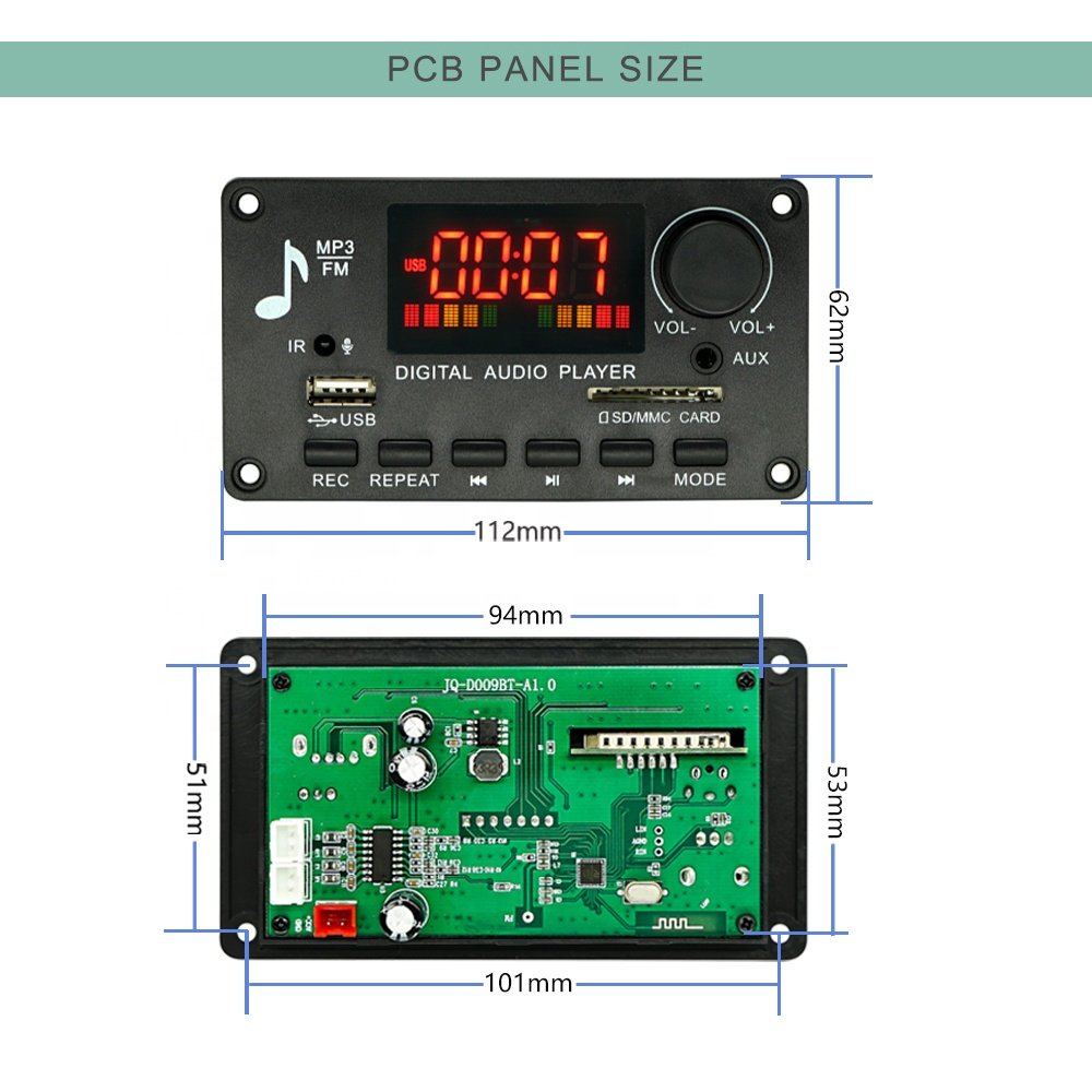 DC7V-26V AMP 2x40W BT Wireless Audio Speaker USB MP3 Player Module Power Amplifier Board Kit With Volume Turn Knob