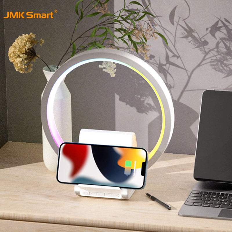 Multiple BT Music Speaker Adjustable 16 Million RGB Colorful Ambient LED Lamp 15W Phone Wireless Charger Speaker With Led Light