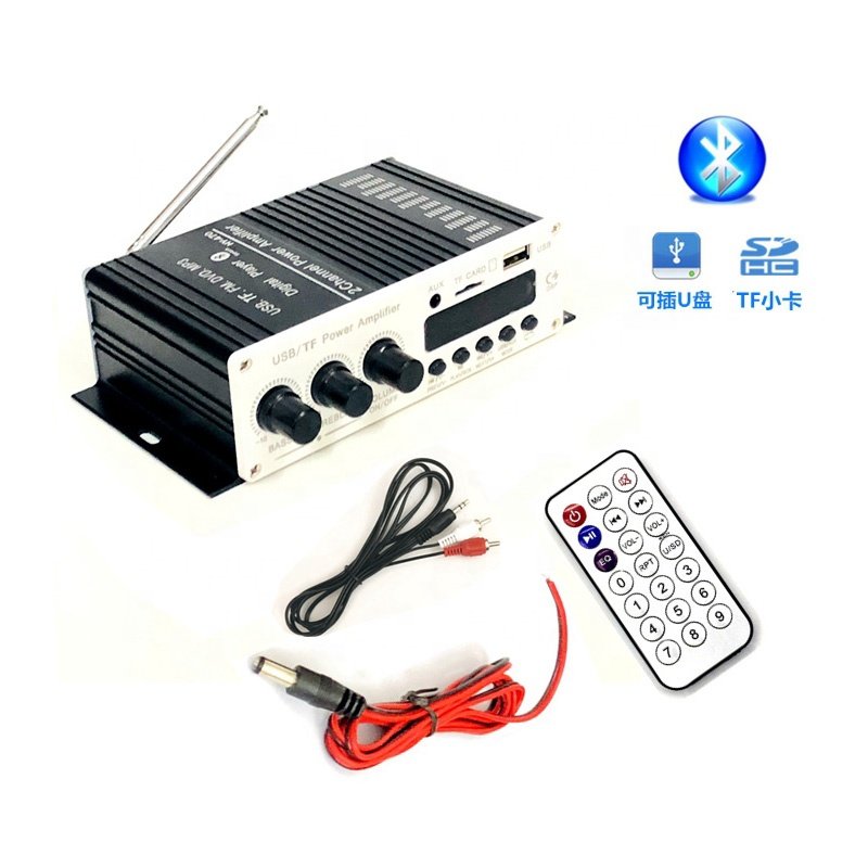 Wireless BT Stereo Power Amplifier 20W Dual Channel Sound Audio Stereo Receiver for Home Computer Via RCA