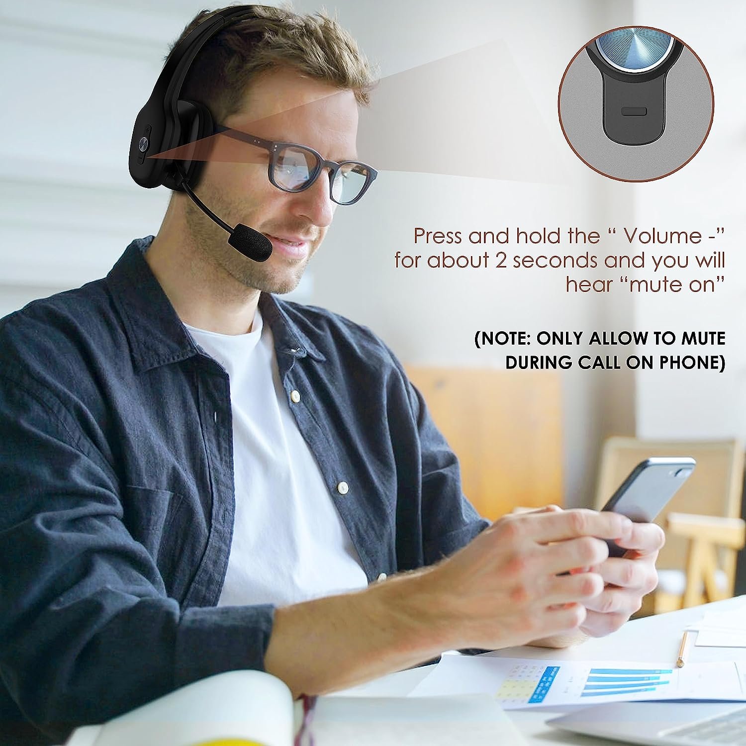 OEM Factory Bluetooth Phone Headset Office Call Center Business Earphone Wireless Headset with Microphone