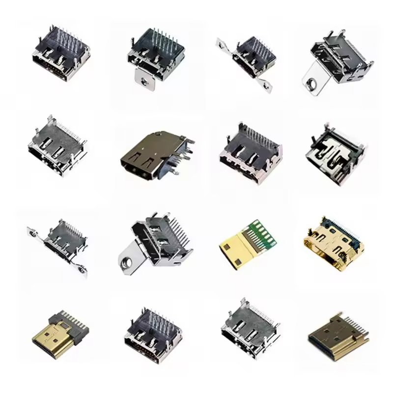 Custom 19Pin USB Type C HDMI Port Socket Connector Locking Fiber Optic Cable 90 Degree HDMI Male Plug Connector for Computer Use