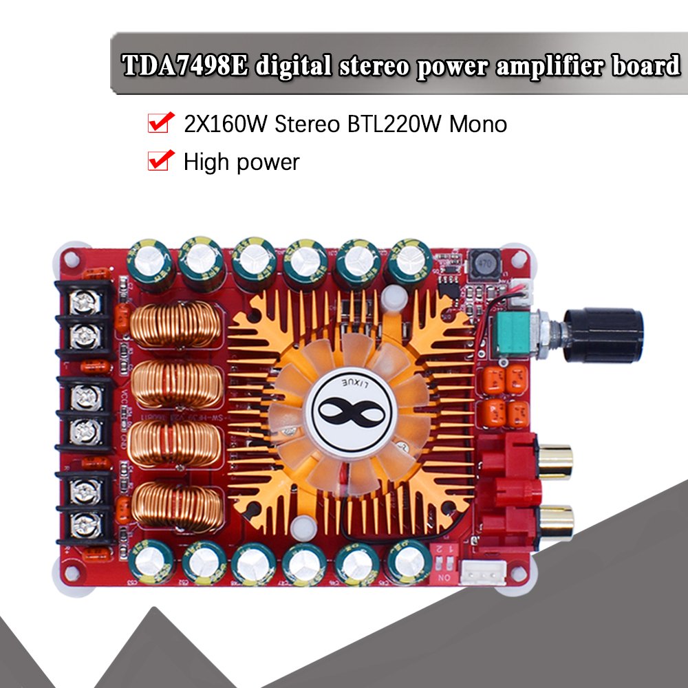 TDA7498E 2X160W Dual Channel Audio Amplifier Board, Support BTL Mode 1X220W Single Channel, for Car Vehicle Computer TDA7498E