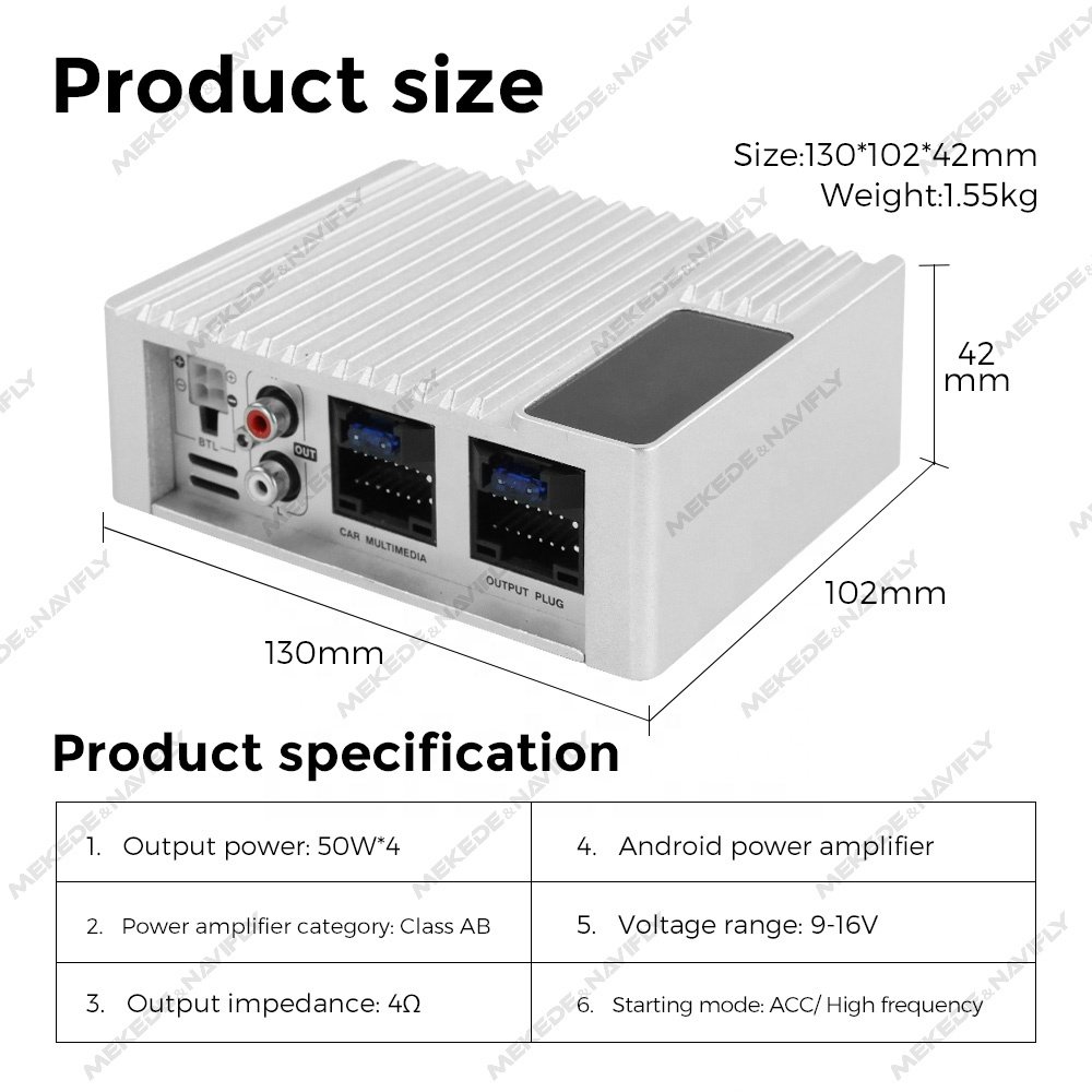 Mekede Plug and Play DSP Power Amplifier 4470A 4*80W Support USB RCA AUX Wireless BT MUSIC for 12V Cars