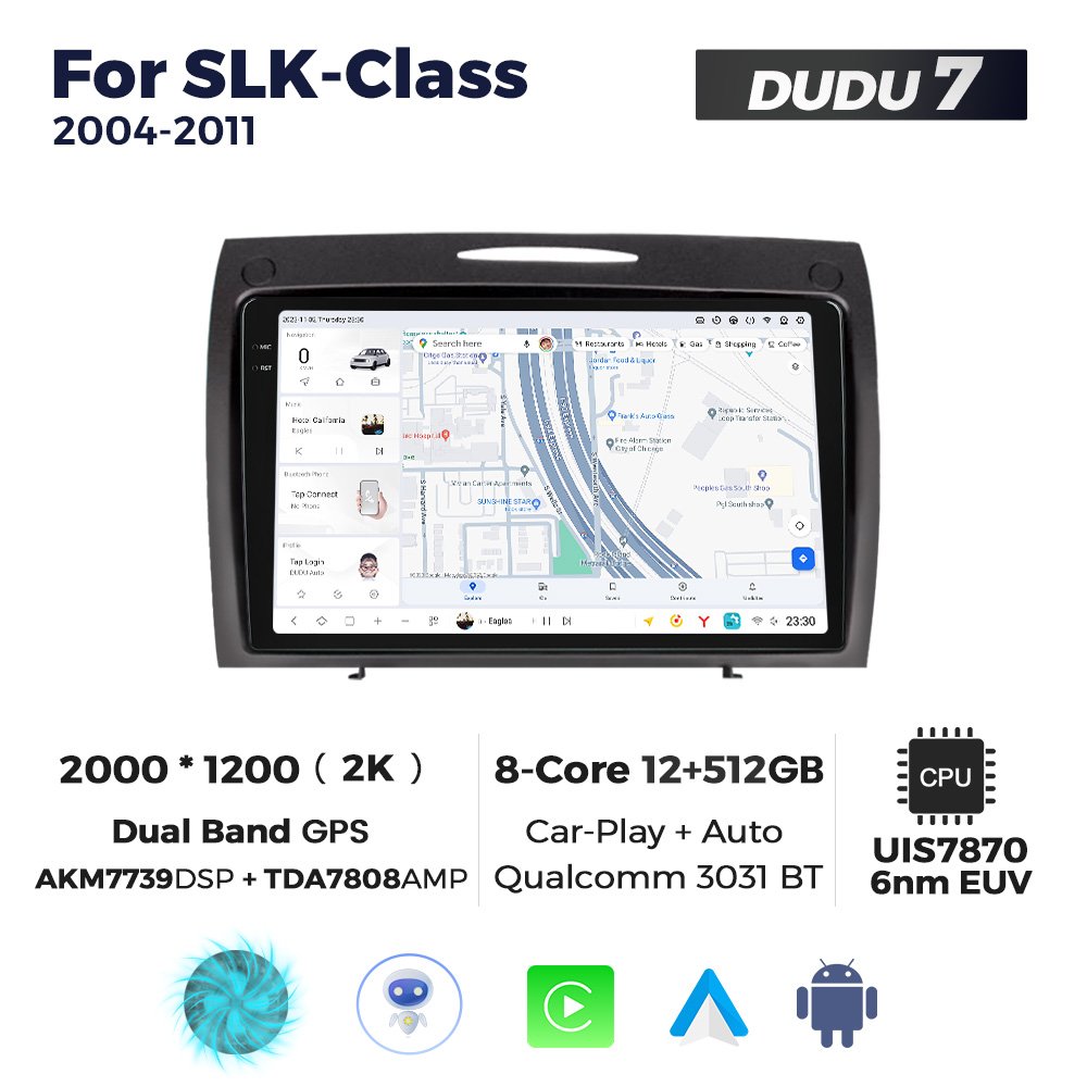 MEKEDE Android Car Video Car Stereo Car Radio DUDU 2K Touch Screen 12+512GB 7870 System for BENZSLK-CLASS