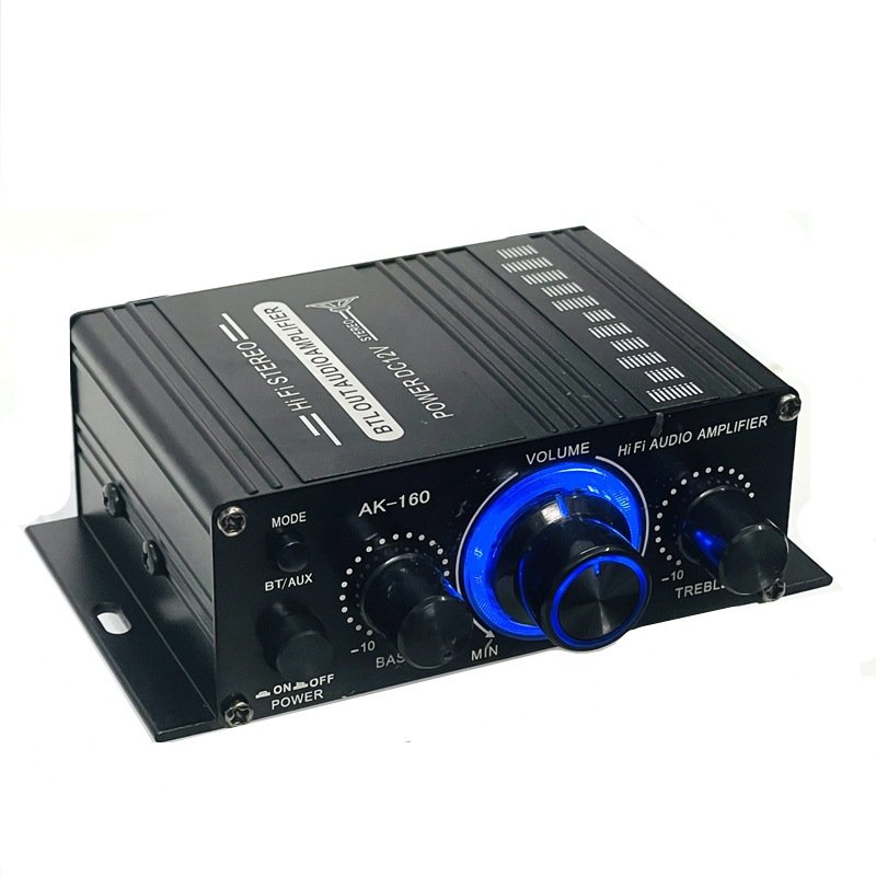 AK-160BT HiFi 20W+20W Car Audio Amplifier Subwoofer Class AB Aluminium Material 20W+20W Subwoofer Equalizers
