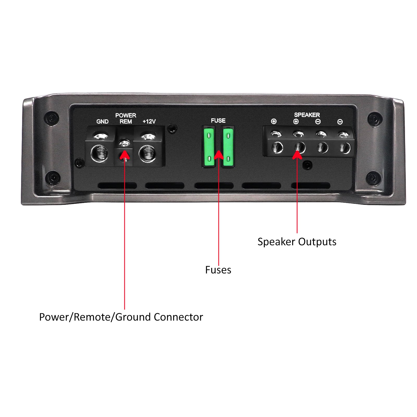 RED600.1 1320 Watts Class-D Car Audio Mono-block Subwoofer Amplifier, 1 Ohm Stable, Remote Bass Knob Included