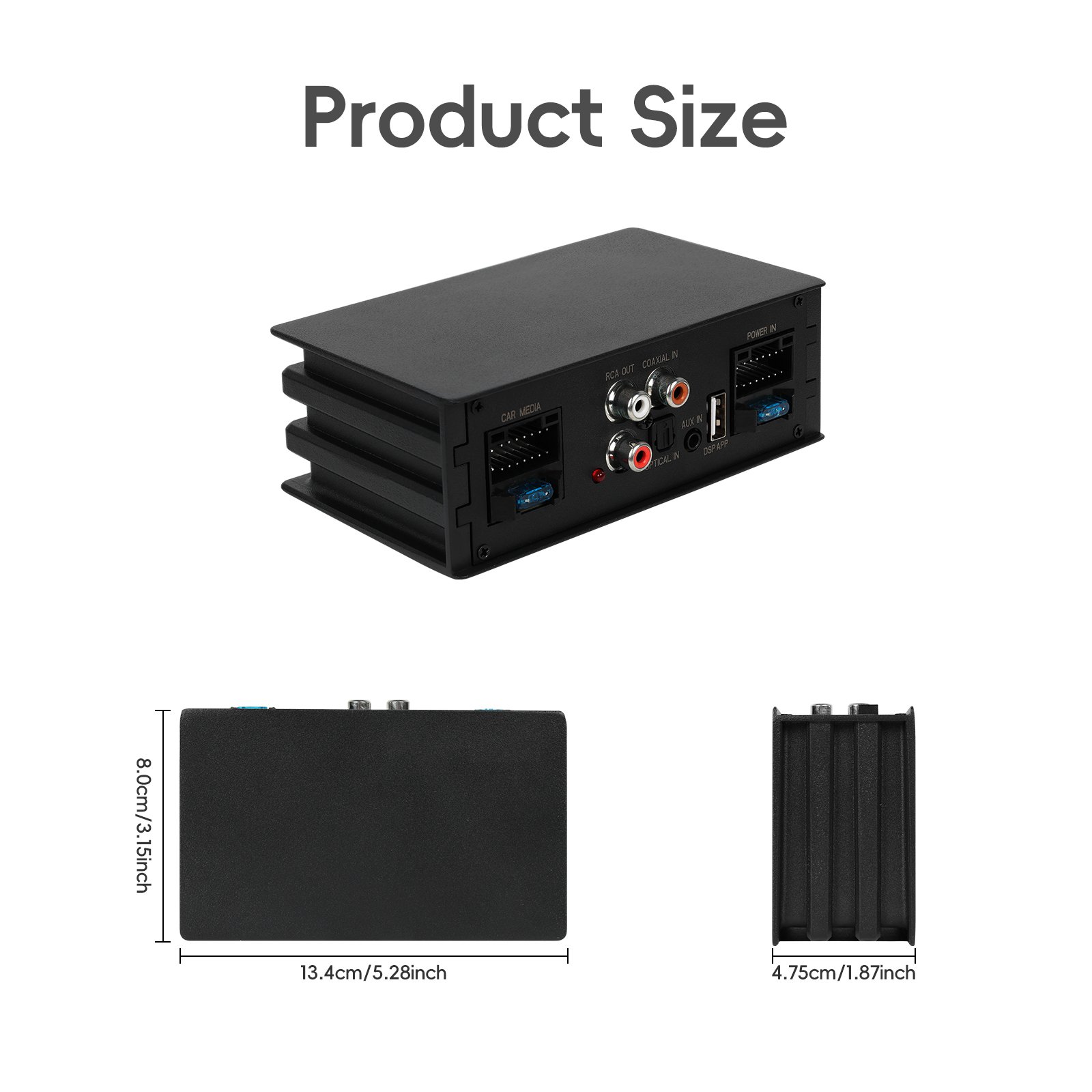 Podofo Android DSP Amplifier Car Stereo Audio DSP 4 Channel Sound Amplifier Mobile APP Control Bluetooth Music USB Playback OEM