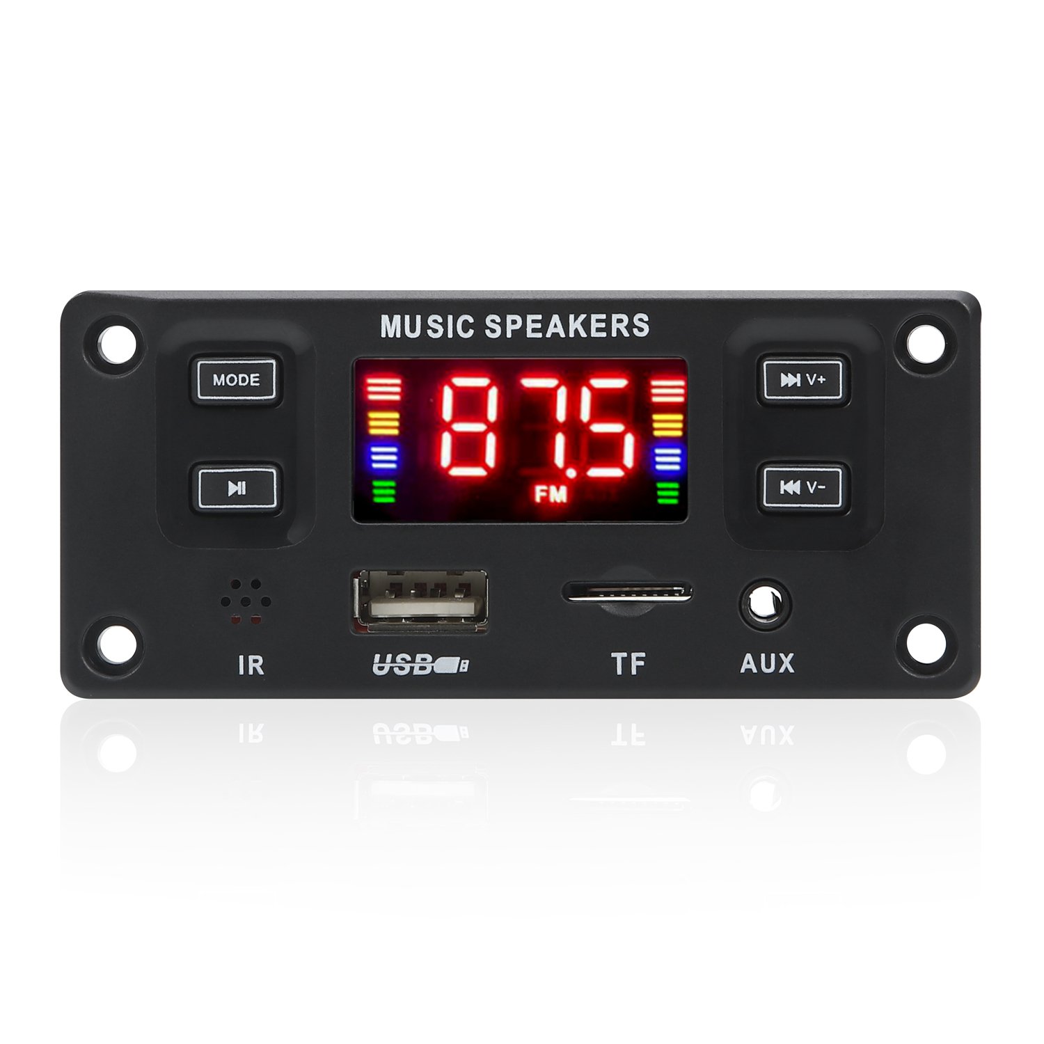Bluetooth 5.0 2*30W 60W Amplifier Audio Player 12V DIY MP3 Car FM Radio Module with TF USB Mic Wireless Call Record Card Style