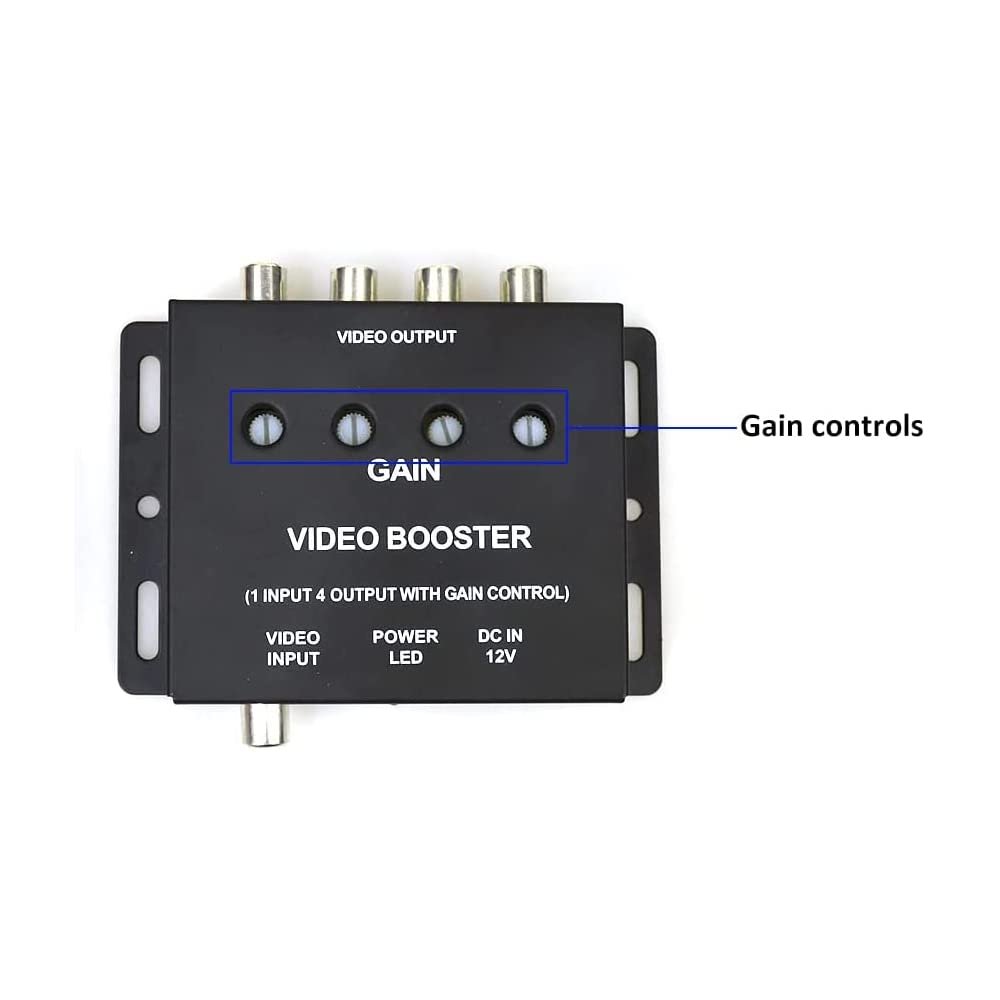 Car Video Splitter 1 to 4 RCA AV Video Amplifier Splitter Booster for Car SUV Trucks LCD DVD Player
