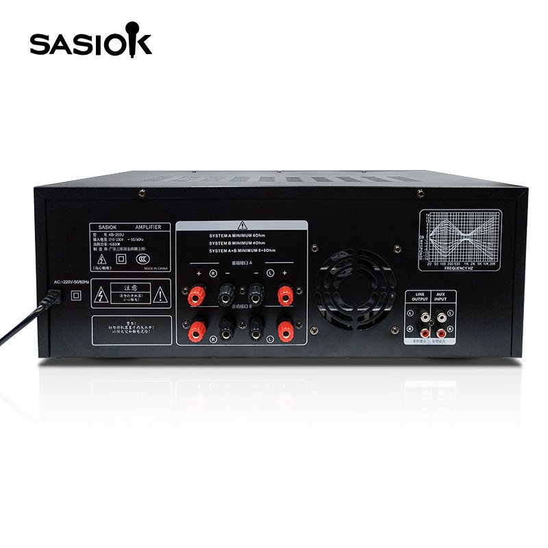 4.0 Channel KB-203U Karaoke Amplifier 20-band EQ Amplifier with BT/USB/SD/AUX/Mic. Mixing/delay Functions.
