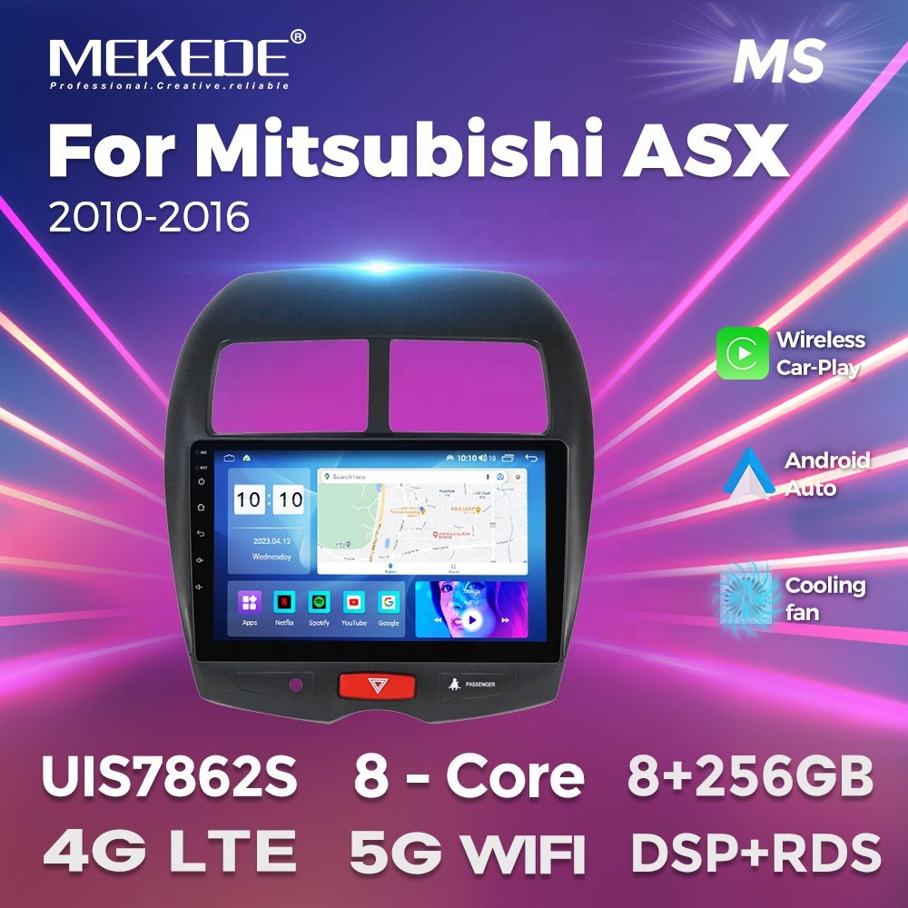 MEKEDE MS Android 12 8core 8+128G Car Video Android for Mitsubishi ASX 2010-2017 Car Radio Colling Fan 4G LTE WIFI GPS BT Gps
