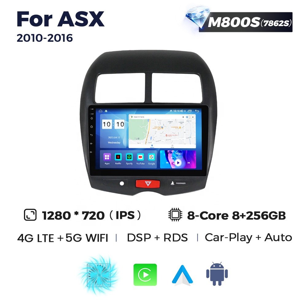 MEKEDE MS Android 12 8core 8+128G Car Video Android for Mitsubishi ASX 2010-2017 Car Radio Colling Fan 4G LTE WIFI GPS BT Gps