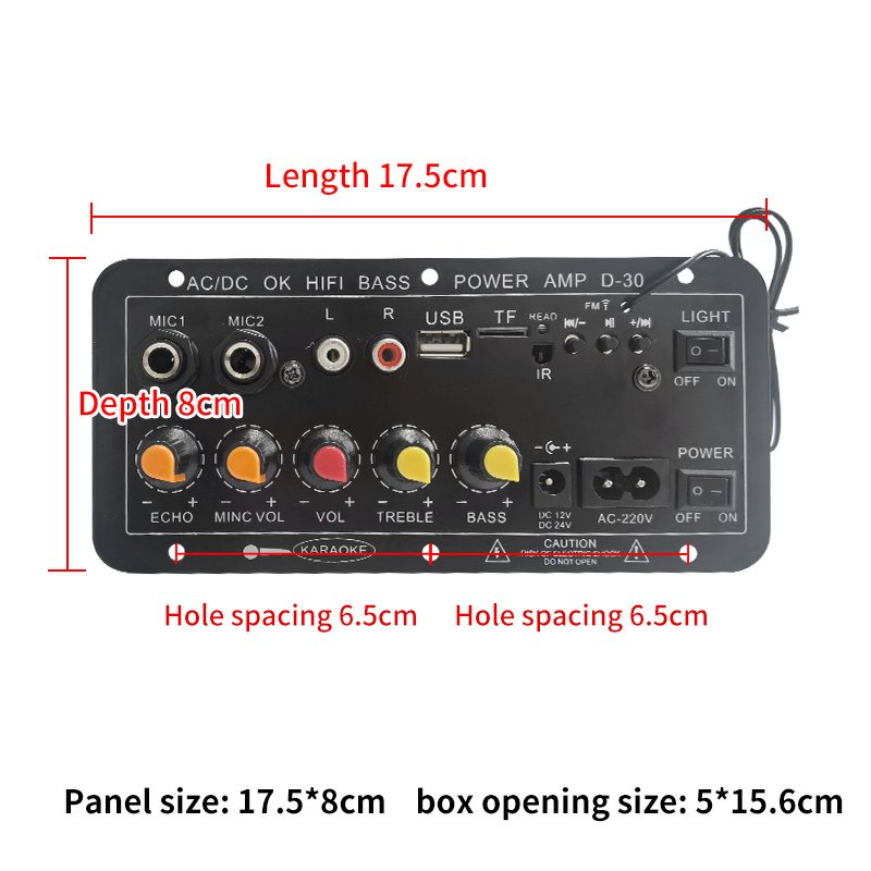 Customizable 5-12 Inches Speaker 30W Digital BT 5.3 Amplifier Subwoofer Dual Microphone Karaoke Amplifiers Board for Home