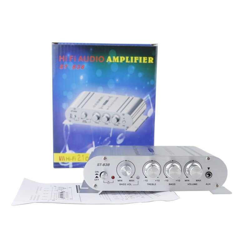 ST-838 Amplifier 2.0+ Subwoofer Amplifier 2.1 Channel Subwoofer Metal Aluminum Portable 2.1 Speaker Car Amplifier