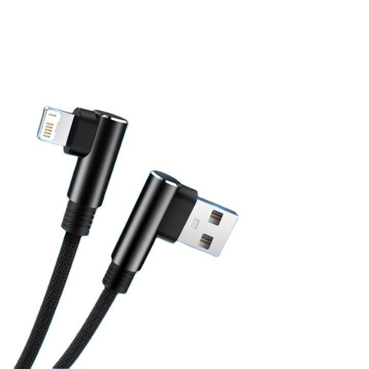 Pop-Up Free Double Elbow Nylon Braided USB Data Cables Commonly Used Accessories for Charging Phones