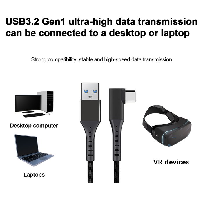 3M 5M 1M Customized Vr Link Cable USB TO Type-C 20V/3A Fast Charging VR Cable Game For Laptop Computer