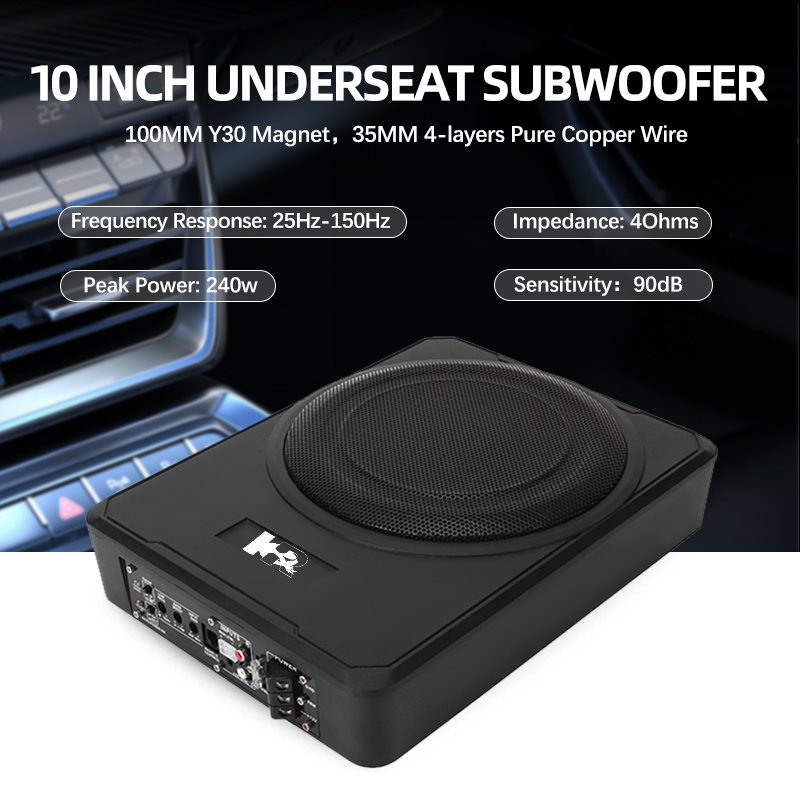 10inch Active Slim Car Subwoofer Built-in Amplifier Under Seat Car Subwoofer 300watts Professional Car Bass Speaker