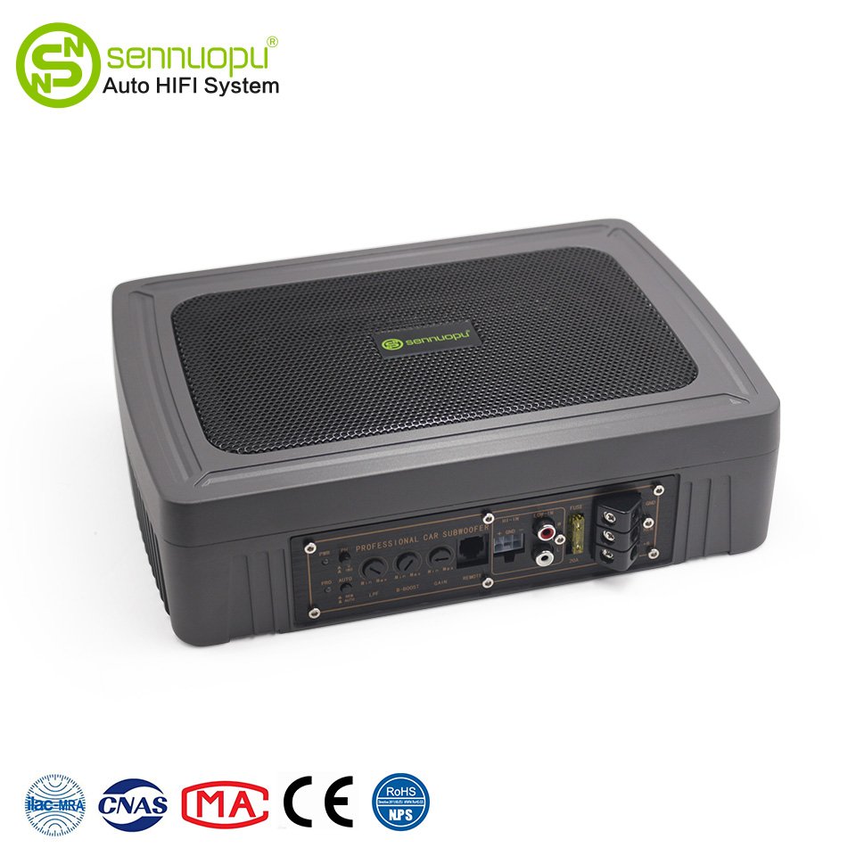 Sennuopu Wireless Car Audio Under Seat Subwoofer Active Flat Car Subwoofers with AMP