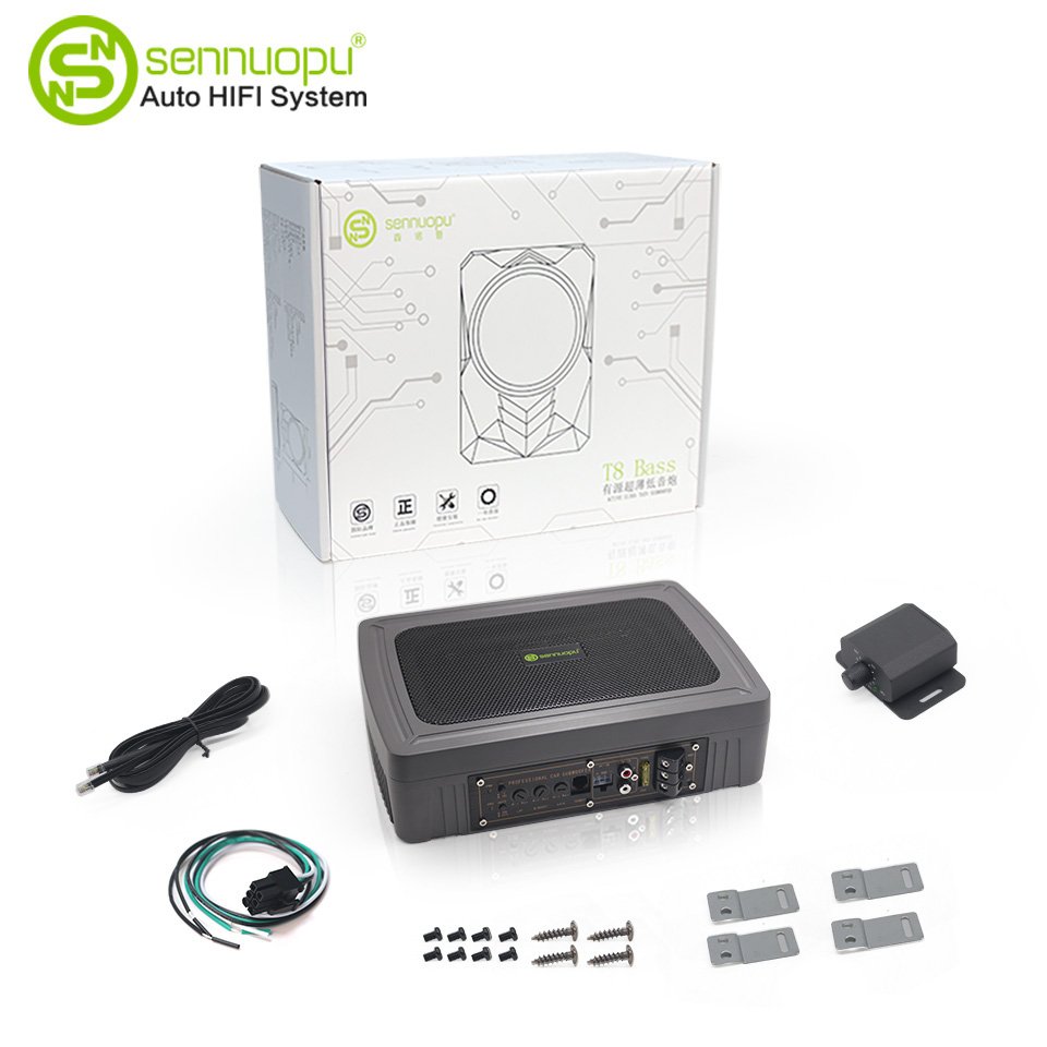 Sennuopu Wireless Car Audio Under Seat Subwoofer Active Flat Car Subwoofers with AMP