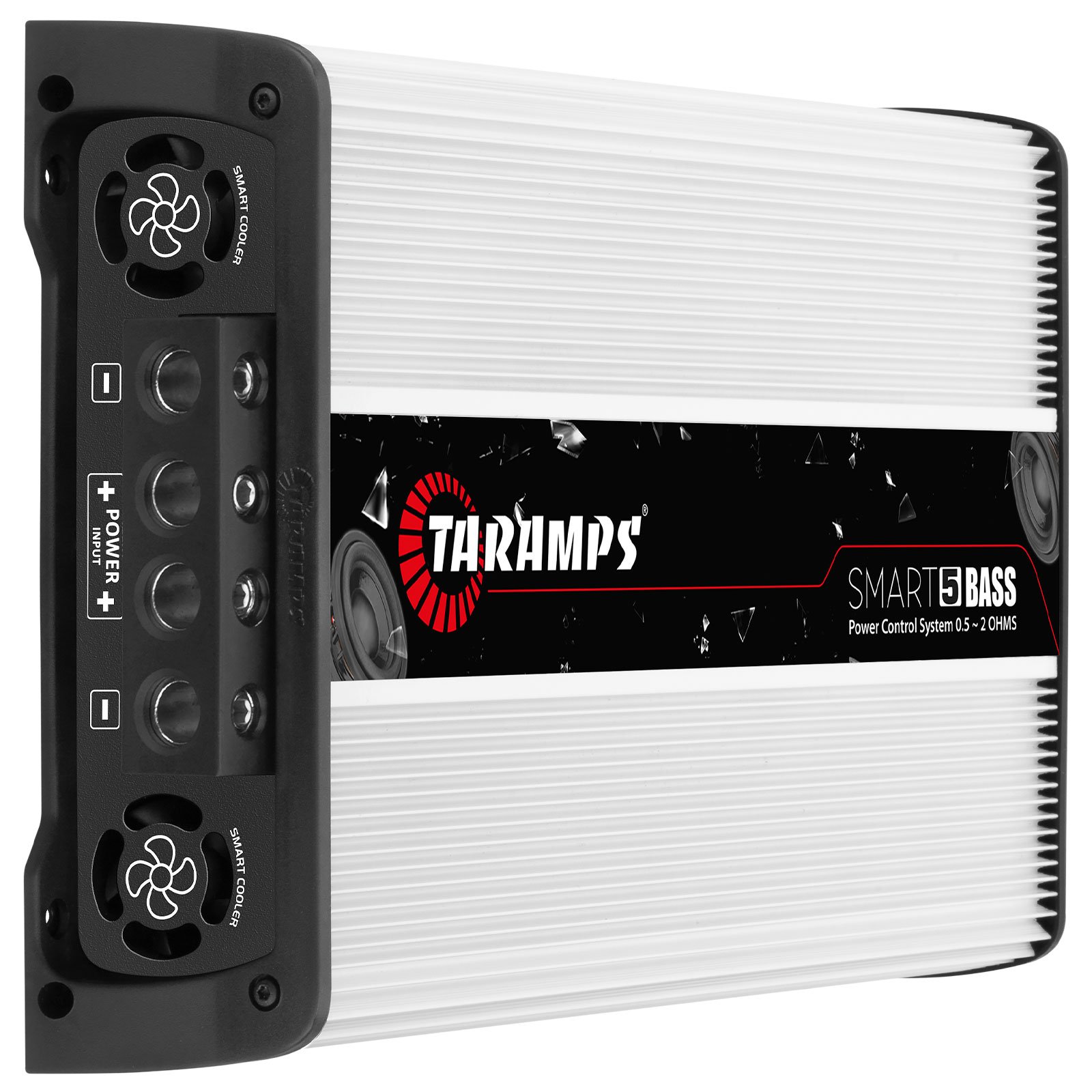 Taramps Smart 5 Bass 5000 Watts RMS Multi-Impedance 0.5 to 2 Ohms Class D White Car Audio Amplifier 1 Channel, Monoblock Amp