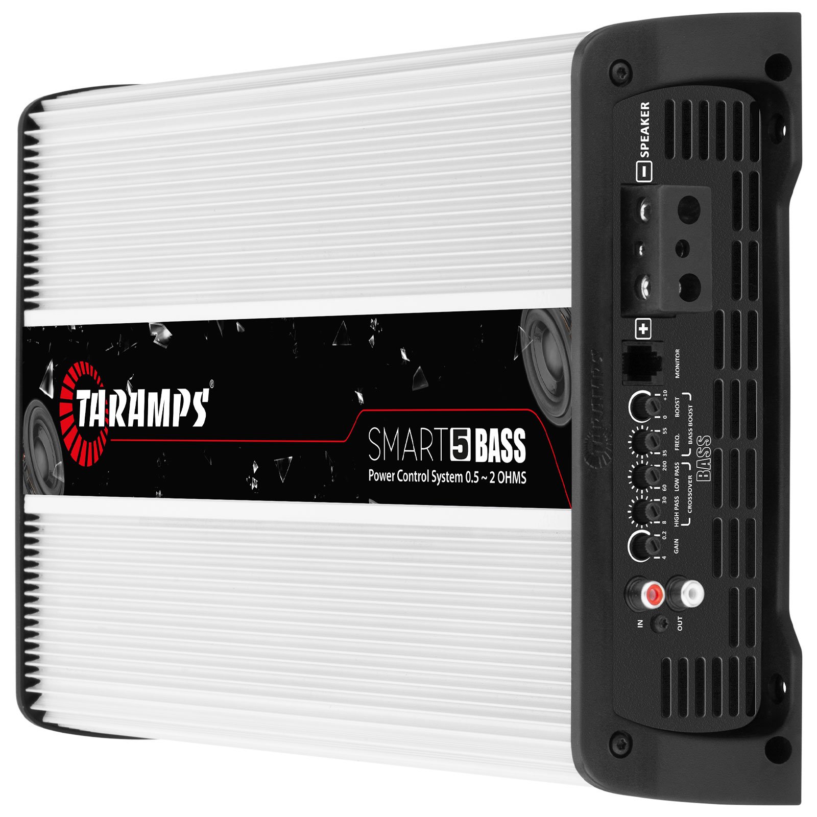 Taramps Smart 5 Bass 5000 Watts RMS Multi-Impedance 0.5 to 2 Ohms Class D White Car Audio Amplifier 1 Channel, Monoblock Amp