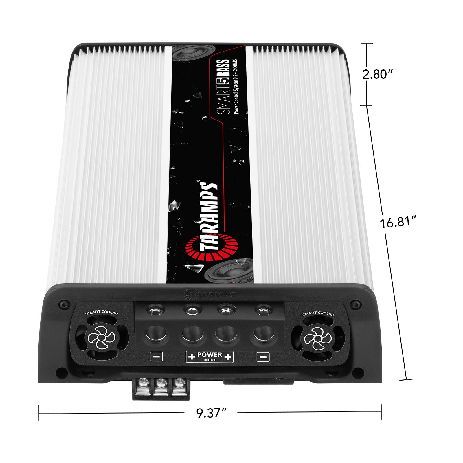Taramps Smart 5 Bass 5000 Watts RMS Multi-Impedance 0.5 to 2 Ohms Class D White Car Audio Amplifier 1 Channel, Monoblock Amp