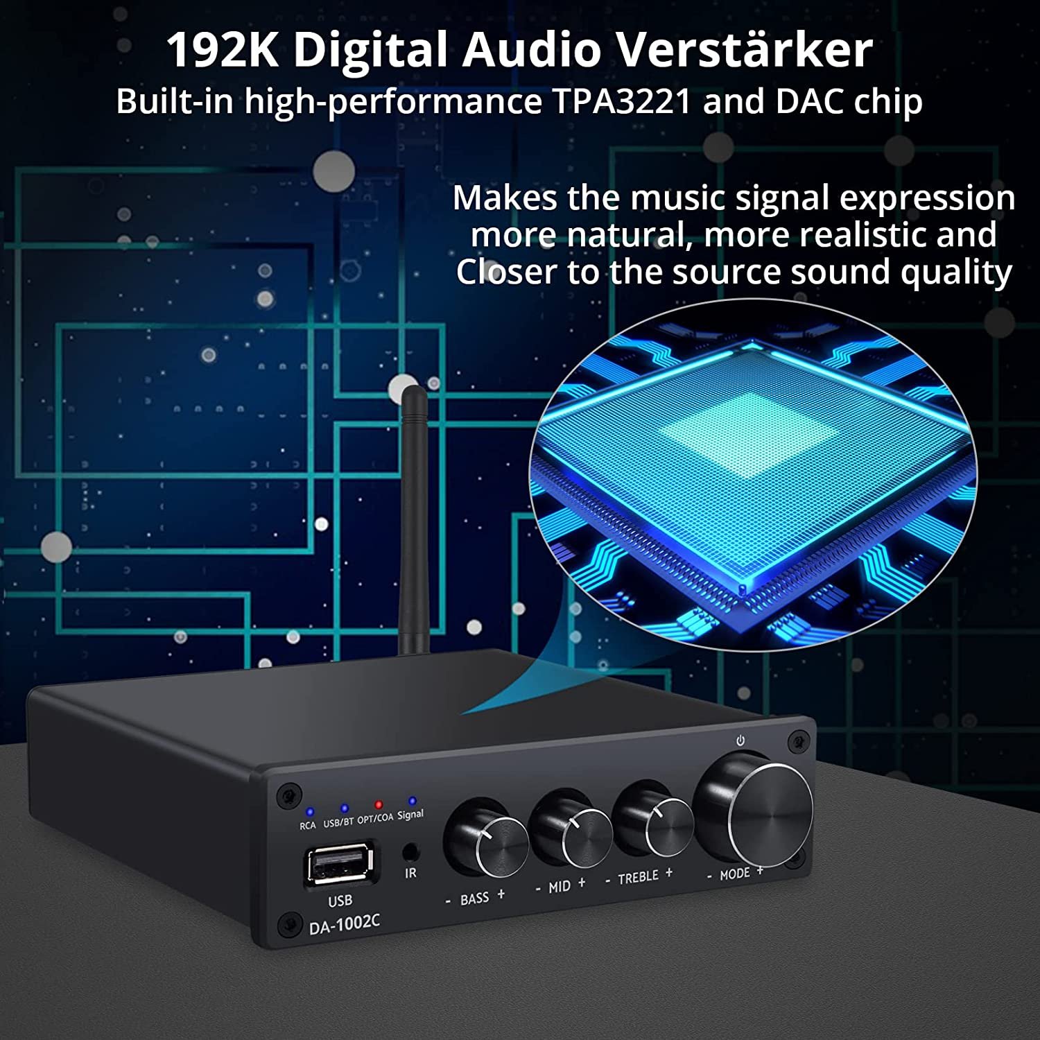 100W 2 Channel bluetooth Mini Stereo USB Gaming DAC Toslink Optical Amplifier Audio Converter Adapter Audio Amplifier