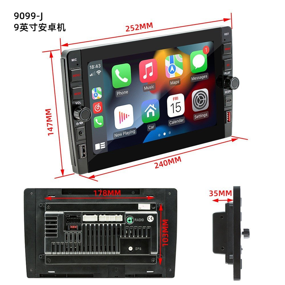New Arrival 8/9'' Android Auto Radio With Wireless Carplay Smart MP5 Player Mirror-link Large Touch Screen Stereo GPS FM BT WIFI