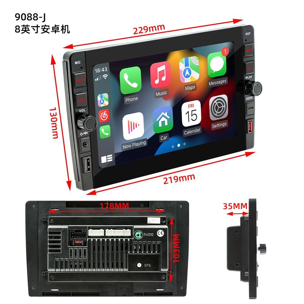 New Arrival 8/9'' Android Auto Radio With Wireless Carplay Smart MP5 Player Mirror-link Large Touch Screen Stereo GPS FM BT WIFI