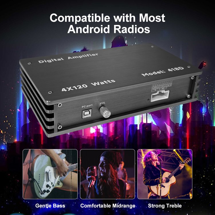 Customized 120Wx4 Car Audio Amplifier DSP Full Frequency High Power Android Car Power Amplifier