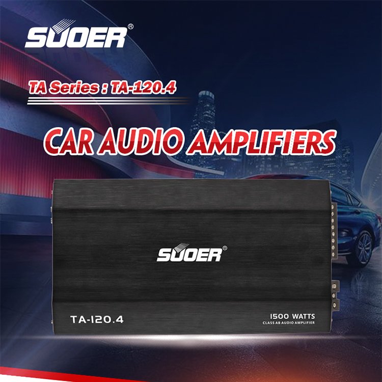 Suoer TA-120.4 1500w Max Car Amp 4 Channels Class AB 12v Car Audio Amplifier