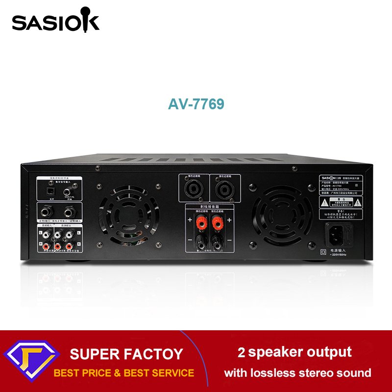 1000W High Power AV-7769 Professional Audio Amplifier with Optical/Coaxial/Mic. Mixing/BT/USB/SD/AUX Functions & Big LED Display