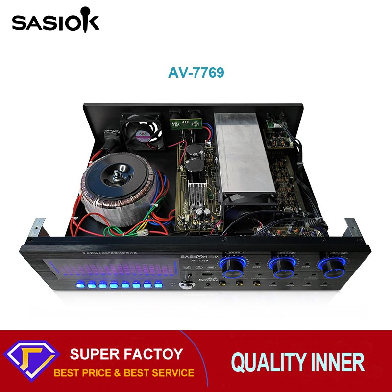 1000W High Power AV-7769 Professional Audio Amplifier with Optical/Coaxial/Mic. Mixing/BT/USB/SD/AUX Functions & Big LED Display