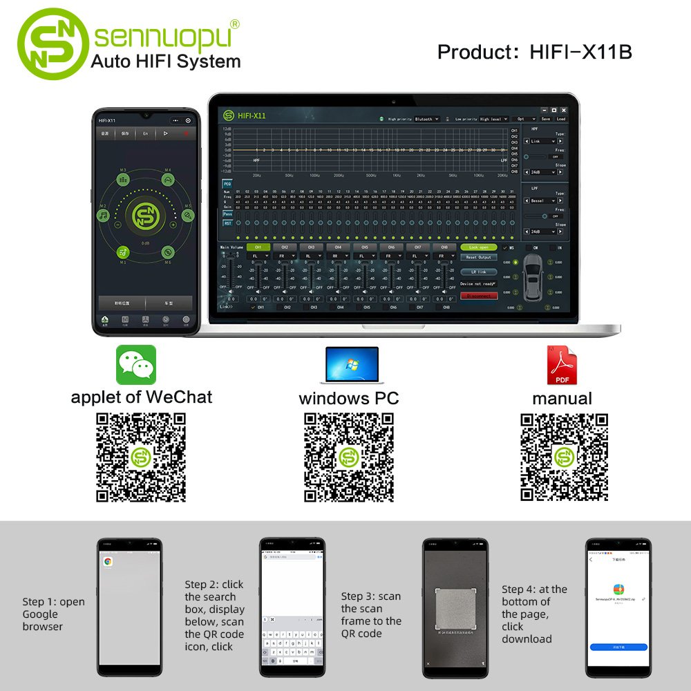 Sennuopu Popular Car DSP Amplifier 8 Channel Digital Sound Processor With 4 Channel Amplifier Audio Amp