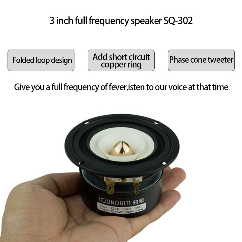 OEM ODM 15-60w 3 Inch Full Range Speakers Unit Car Modified LoudSpeaker Audio Hifi Home Audio Sound Amplifier Speaker Unit