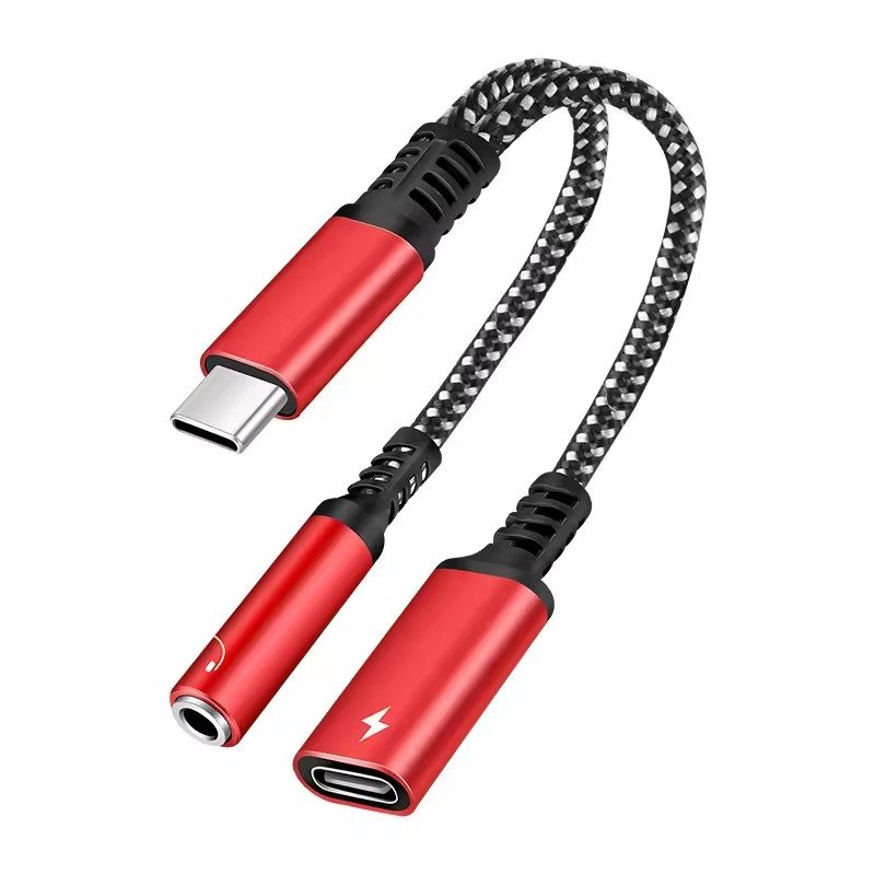 2 In 1 USB Type C To 3.5mm Headphones Jack Audio Adapter Audio DAC 3.5mm Headphone Adapter 60W Charging For Mobile Phone