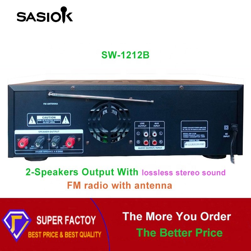 SW-1212B 300W Mic Echo BT/USB/SD/AUX Audio Input Digital bluetooth Karaoke Amplifier Speaker Professional FM Radio/LED Display.