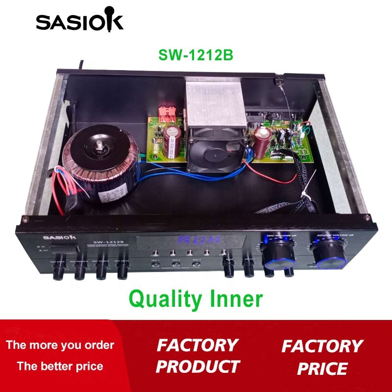 SW-1212B 300W Mic Echo BT/USB/SD/AUX Audio Input Digital bluetooth Karaoke Amplifier Speaker Professional FM Radio/LED Display.