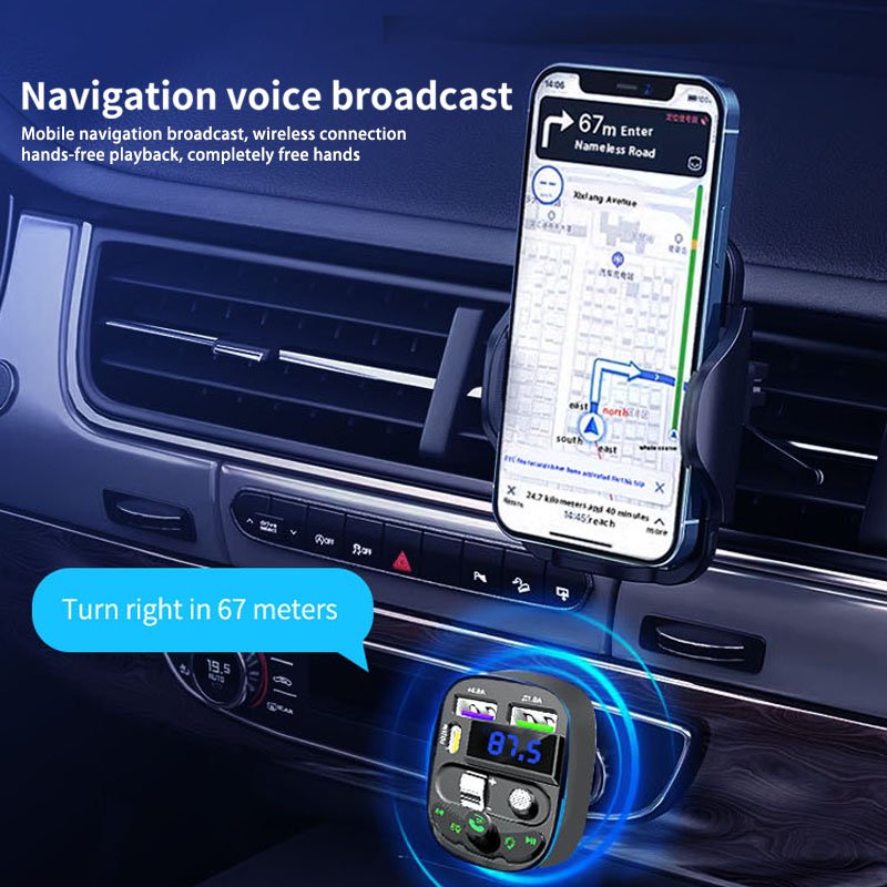 Q28 BT 5.3 Car Fm Transmitter Dual USB Rapid Charger Car Accessoriesories MP3 Player with Sound Effect Adjustment