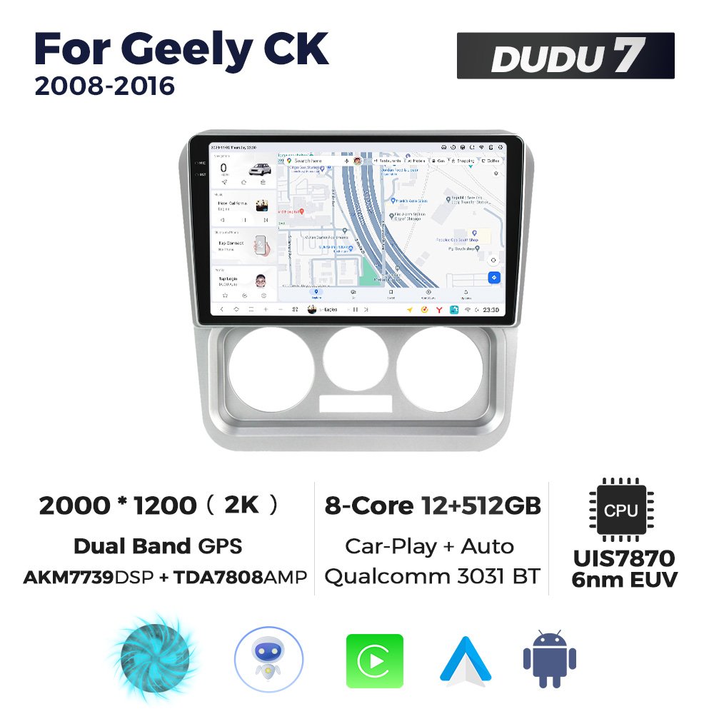 MEKEDE Android Car Stereo Car Audio Car Dvd DUDU 2K Touch Screen 12+512GB System7870 DSP7739 for Geely CK