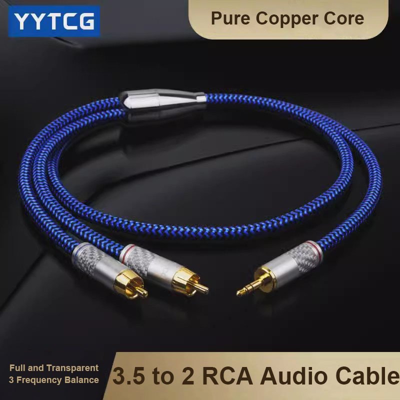 G2 3.5 mm to 2 RCA Audio Cable HiFi Y Splitter Stereo Audio Cable for Audiophile Connect Phone MP3 CD PC to Amplifier